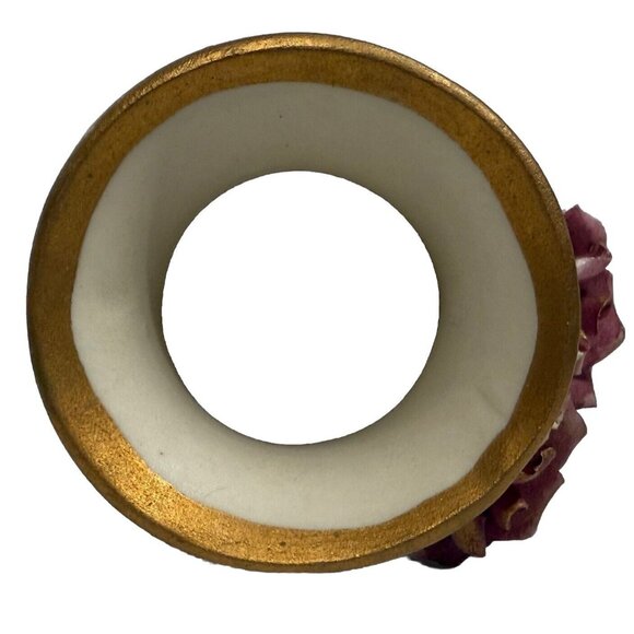 Flomo Ceramic Bud Vase 5.5" Raised Rose Floral Gold Trim Vintage Accent - Picture 5 of 6